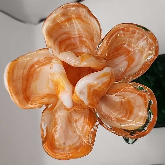 Vintage Art Glass Pulled Flowers 2 Count - Picture 7 of 10